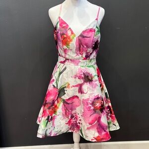 Xscape Pink and White Floral Mini Dress